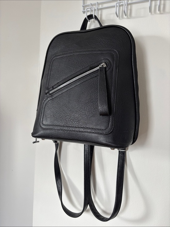 Bloom & S Handbags - Bloom & S Black Faux Leather Mini Backpack Multi Pocket Everyday Bag